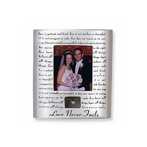 Roman 7" Wedding Frame "Love Never Fails"