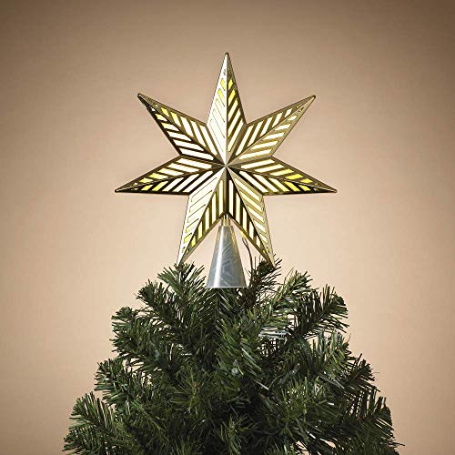 Gerson 2616260 Battery Operated Lighted Gold Snowflake Tree Topper with 25 Warm White LED Lights 10.63" L