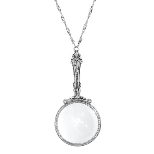 1928 Jewelry Magnifying Glass Pendant Necklace 28 Inch Long - Magnification Power: 2X