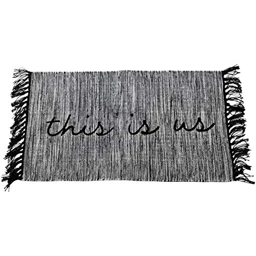 Foreside Home & Garden FTEX09623 Cotton Woven Outdoor Safe This is Us Entry Rug with Hand Tied Fringe, Black