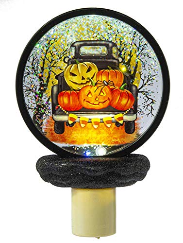 Ganz MH182338 Halloween Truck with Pumpkins Disk LED Night-Light, 6-inch Height