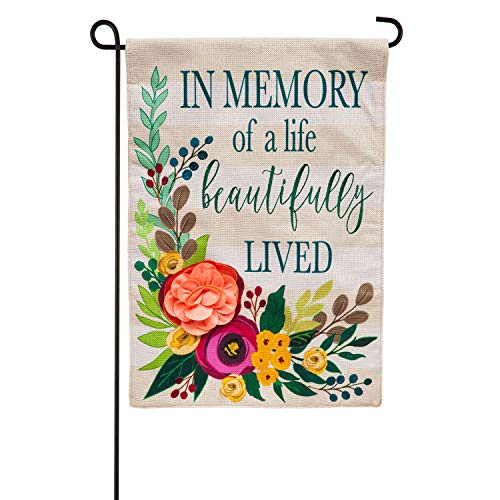Evergreen Flag Indoor Outdoor D√©cor for Homes Gardens and Yards in Memory of a Life Beautifully Lived Garden Burlap Flag