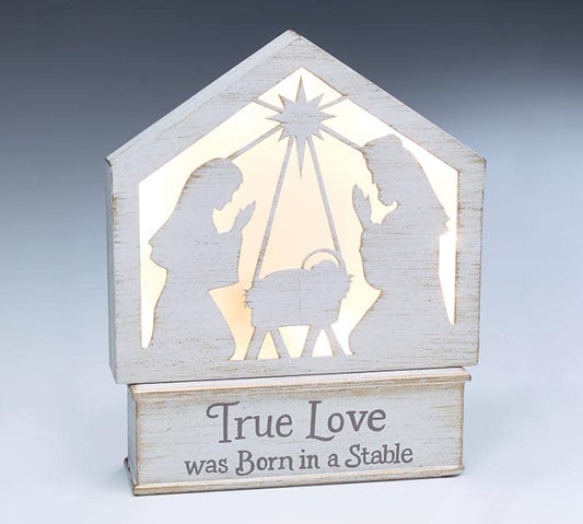 burton + BURTON Nativity Scene True Shelf Sitter Decorative Sign, 10-inch Height, Wood