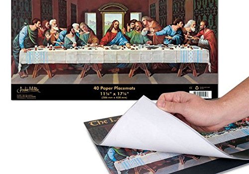Archie Mcphee Last Supper Disposable Placemats Bulk Printed Paper Placemats for Dining Table or Kitchen Table Anti-Skid Disposable Table Mat Set of 40