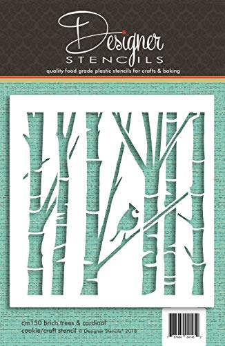 Birch Trees and Cardinal Cookie and Craft Stencil CM150 by Designer Stencils