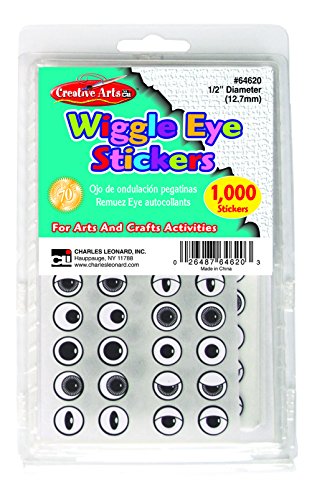 Creative Arts by Charles Leonard Wiggle Eye Stickers, Assorted Styles, Black, 1000/Bag (64620)