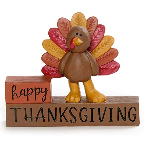 Blossom Bucket 216-13292 Happy Thanksgiving Block with Turkey Decorative Sign