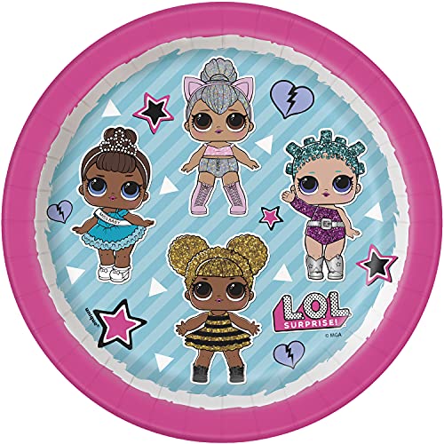 Unique Industries Unique Party 20904 Paper Plates-18 cm- LOL Surprise Party-Pack of 8, Multicolour