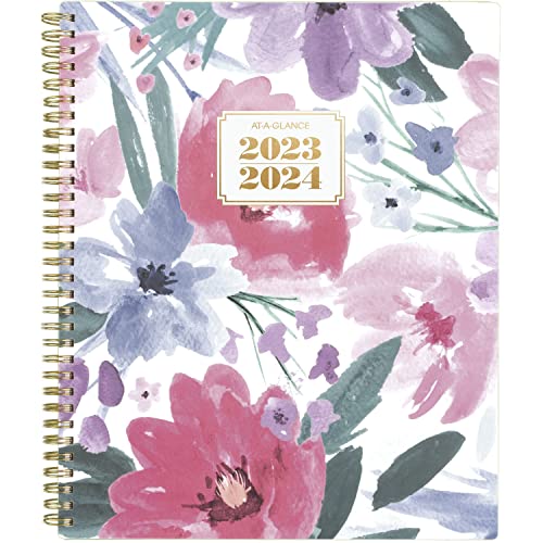 ACCO (School) AT-A-GLANCE 2023-2024 Planner, Weekly & Monthly Academic, 8-1/2" x 11", Large, BADGE Floral (1664F-905A)