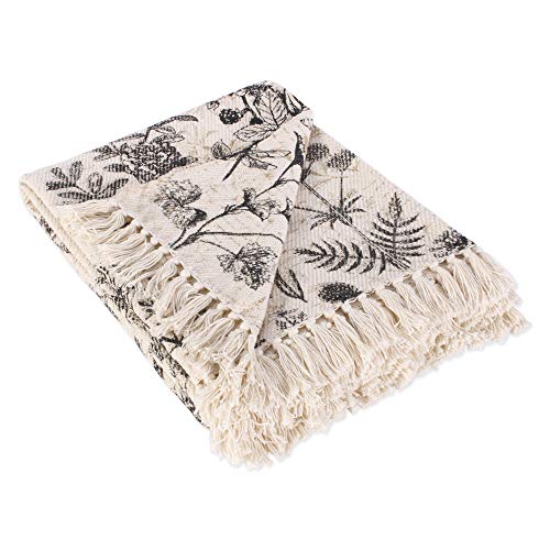 DII Design French Country Printed Woven Throw, 50x60, Botanical