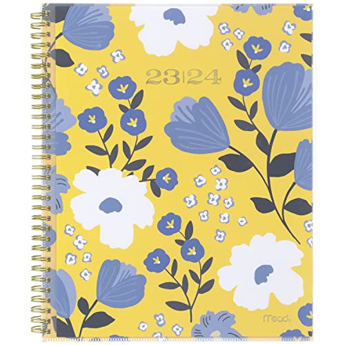 ACCO (School) Mead 2023-2024 Planner, Weekly & Monthly Academic, 8-1/2" x 11", Large, Customizable, Caprice, Yellow Floral (1319A-901A)