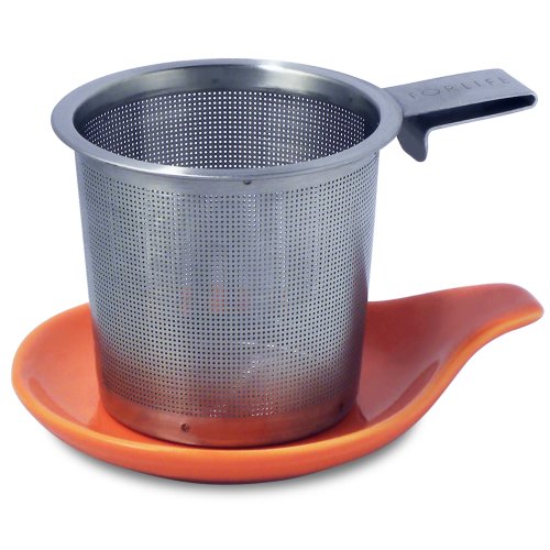 FORLIFE Hook Handle Tea Infuser and Dish Set, Carrot