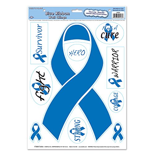 Beistle 54464 10-Piece Ribbon Wall Clings-1 Sheet, 12 by 17-Inch, Blue/White/Black