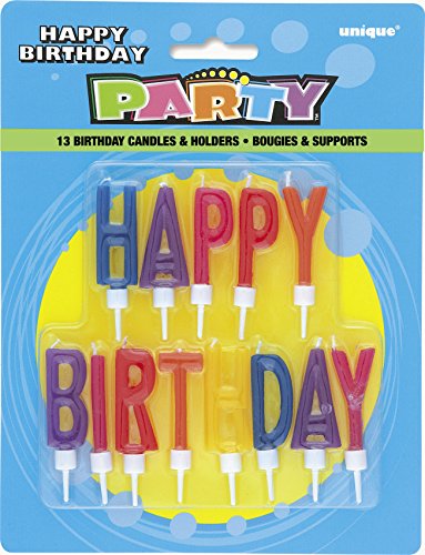 Unique Industries Letter Happy Birthday Candles, 13pc