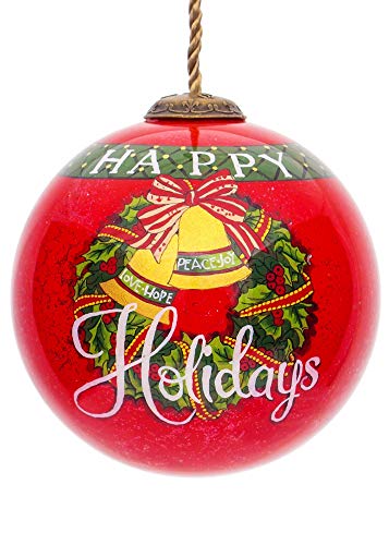 Inner Beauty 1812023 Happy Holidays Hand Painted Blown Glass Ornament