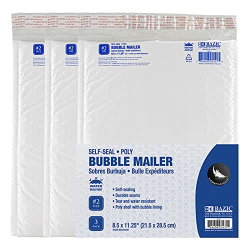 Bazic Products 5431 8.5 x 11.25 in. No.2 Poly Bubble Mailer, 3 per Pack