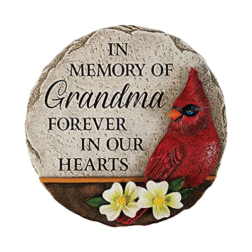 Carson 12875 Grandma Cardinal Memorial Mini Garden Stone, 5-inch Diameter