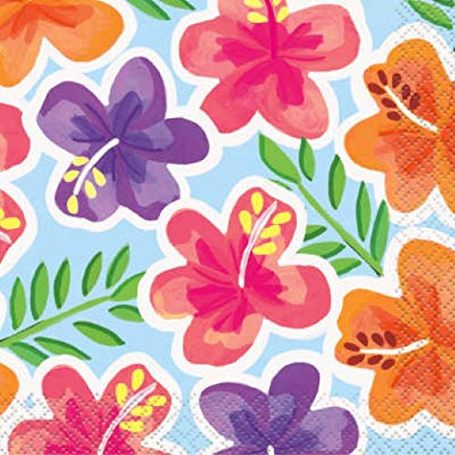 Unique Industries 32271 Tropical Hibiscus Beverage Napkin, 24 Count