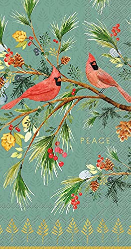 Boston International IHR 3-Ply Paper Napkins, 16-Count Guest Size, Cardinal Peace