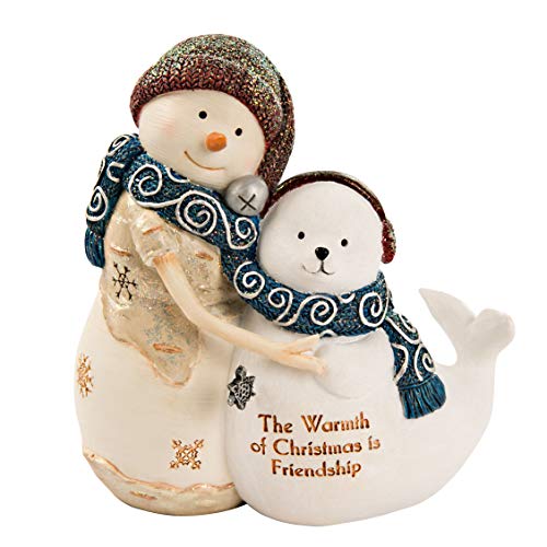 Pavilion Gift Company Warmth of Christmas is Friendship-5 Inch Collectible Snowman and Seal Figurine, White