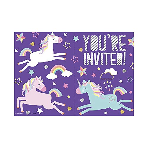 Unique Industries Unicorn Birthday Invitation Cards, 8 Ct.