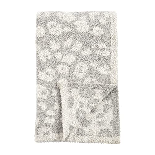 Mud Pie Taupe Gray Leopard Blanket,Gray,60-inch