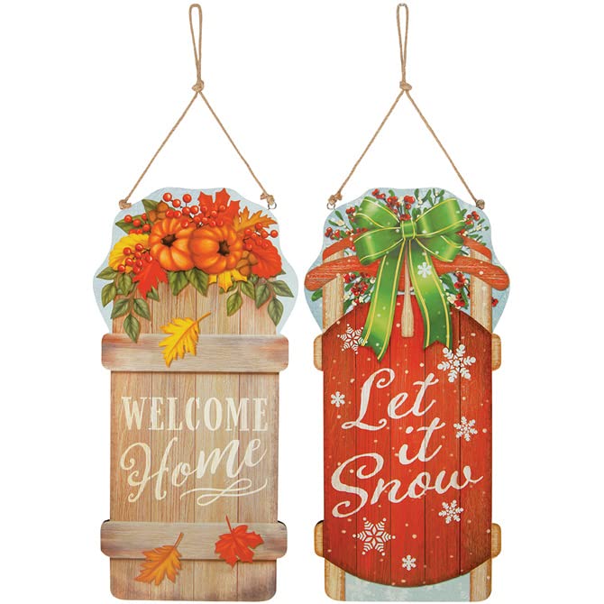 Carson Home Accents Welcome and Let It Snow Reversible Wall Decor, 20-inch Height