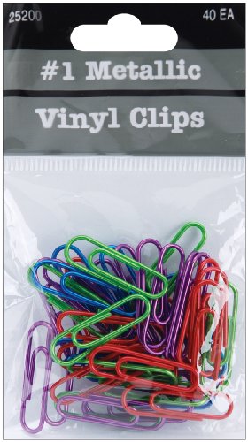 Baumgartens Metallic Vinyl Coated Paper Clips Small Size 40 Pack ASSORTED Colors (Pack fo 36) (25200)