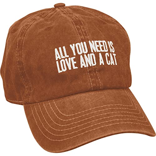 Primitives by Kathy 113799 All You Need is Love and a Cat Baseball Cap Burnt Orange