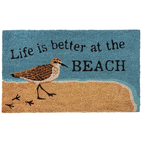 Larry Traverso Sand Piper 100% Coir Doormat, 18 x 30 inches, Naturally Durable, PVC-Backing, Sustainable
