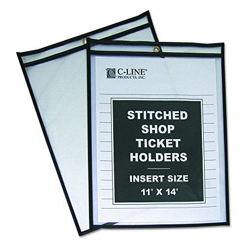 C-Line Stitched Shop Ticket Holders, Both Sides Clear, 11 x 14 Inches, 25 per Box (46114)