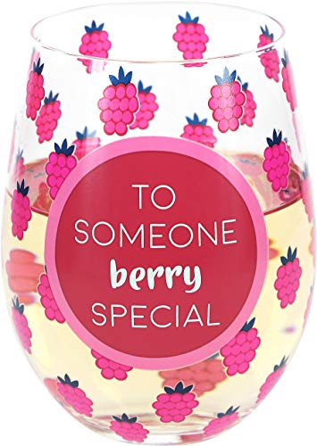 Pavilion Gift Company Someone Berry Special-Raspberry 18oz Stemless Wine Glass, Red