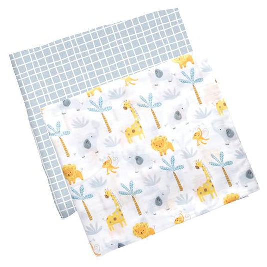 Stephen Joseph Baby Muslin Blanket, Set of 2, Zoo