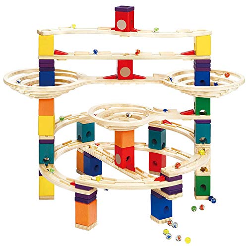 Hape Quadrilla Wooden Marble Run Construction - The Challenger - Quality Time Playing Together Wooden Safe Play - Smart Play for Smart Families