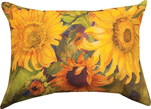 Manual Woodworkers Sunny Faces Sunflower Rectangle 18 x 13 Inch Indoor Outdoor Throw Pillow