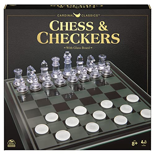 Spin Master Game Chess & Checkers with Glass Board