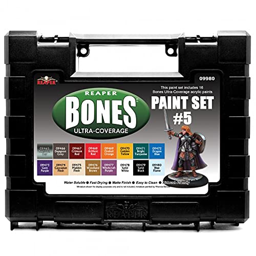 REAPER Master Series Bones Ultra-Coverage Acrylic Paint Set 5 Reaper Miniatures