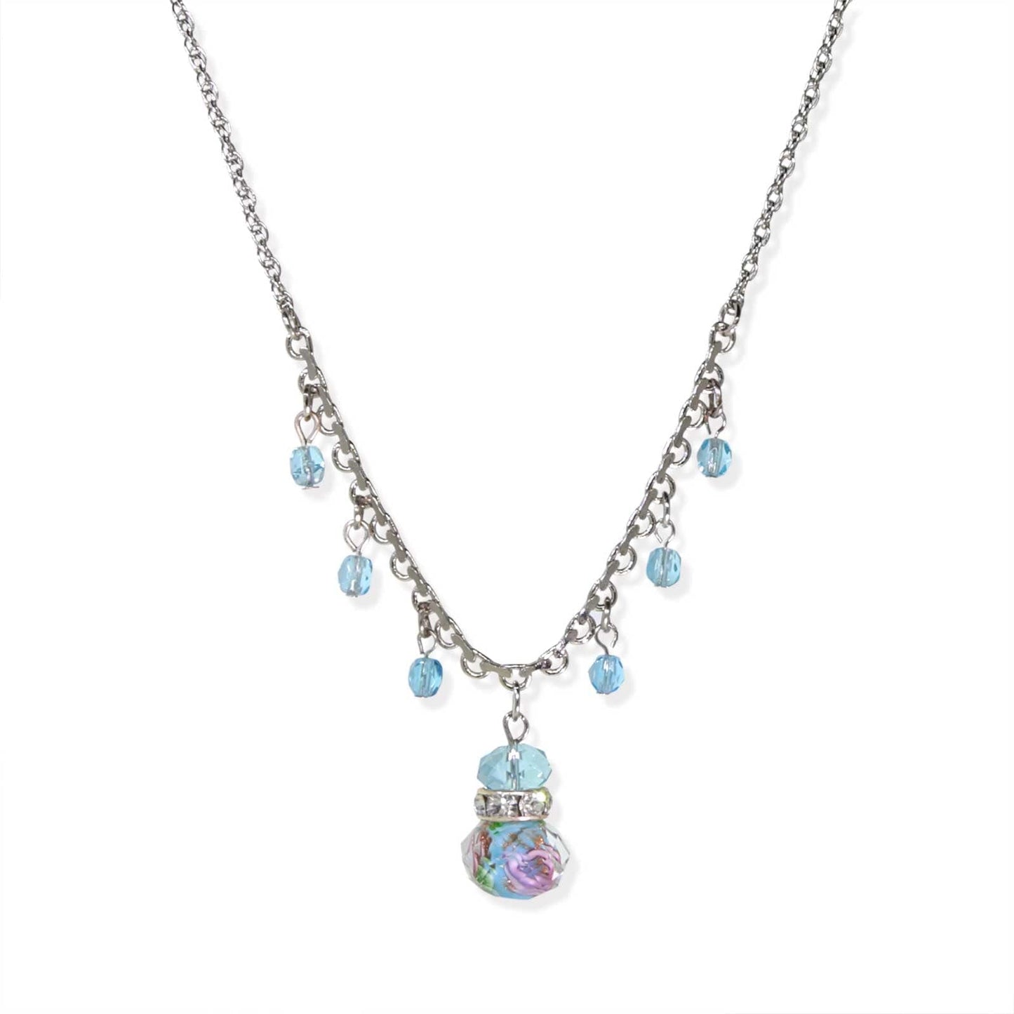 1928 Jewelry Pink Flower Beaded Drop Necklace 16" + 3" Extender