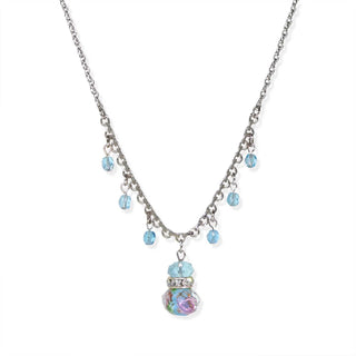 1928 Jewelry Pink Flower Beaded Drop Necklace 16" + 3" Extender