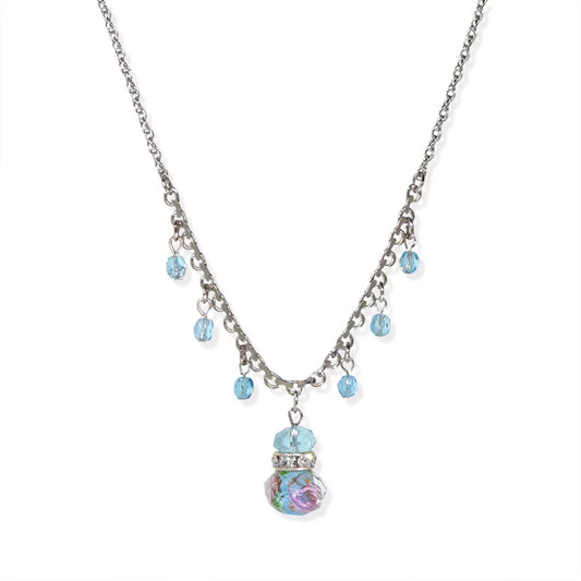 1928 Jewelry Pink Flower Beaded Drop Necklace 16" + 3" Extender
