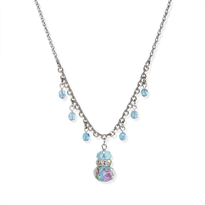 1928 Jewelry Pink Flower Beaded Drop Necklace 16" + 3" Extender
