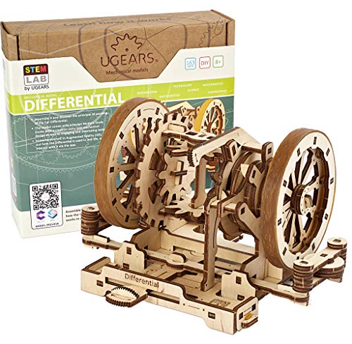Ukidz UGEARS STEM Differential Model Kit - Creative Wooden Model Kits for Adults, Teens and Children - DIY Mechanical Science Kit for Self Assembly - Unique Educational and Engineering 3D Puzzles with App