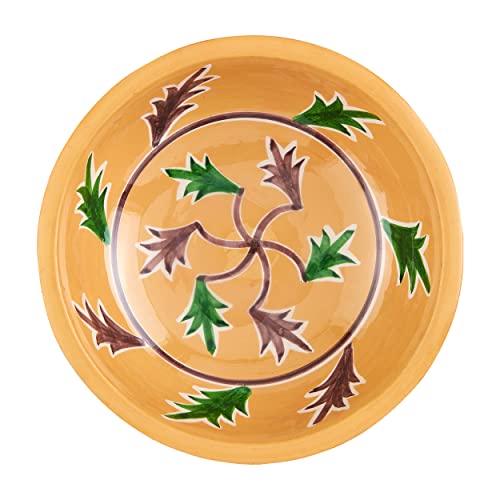 Mud Pie Hand-Painted Terracotta Bowl, Yellow, 3 3/4" x 11" dia