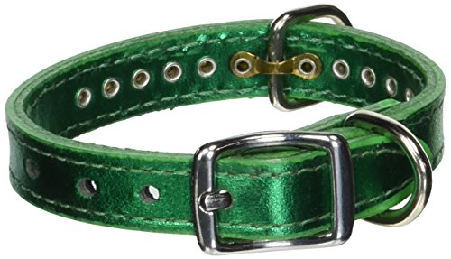 OmniPet Signature Leather Crystal and Leather Dog Collar, 10", Metallic Emerald Green