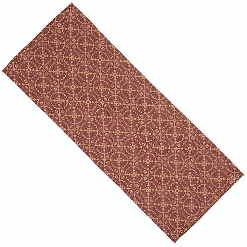 Home Collection by Raghu Marshfield Jacquard Barn Red and Tan Table Runner, 14" x 36"