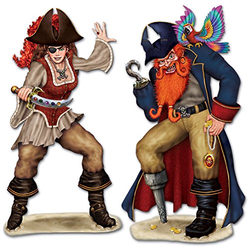Beistle Printed Bonny Blade and Calico Jack Props, 5' 2" and 5' 6.5", 2 Pieces In Package