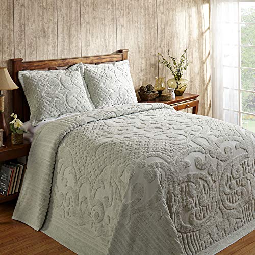 Better Trends Ashton Collection is Super Soft and Light Weight in Medallion Design 100 Pecent Cotton Tufted Unique Luxurious Machine Washable Tumble Dry, Twin Bedspread, Sage