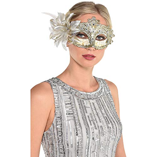 amscan Jeweled Parisian Masquerade Mask Halloween Accessory for Women, One Size, multicolor (8405625)