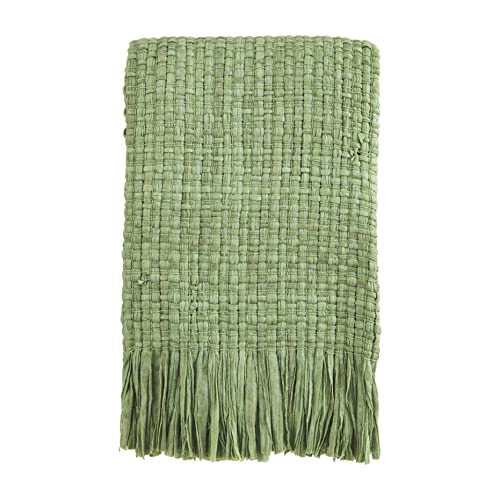 Mud Pie Recycled Colored Throw Blanket, Green, 50" x 60"