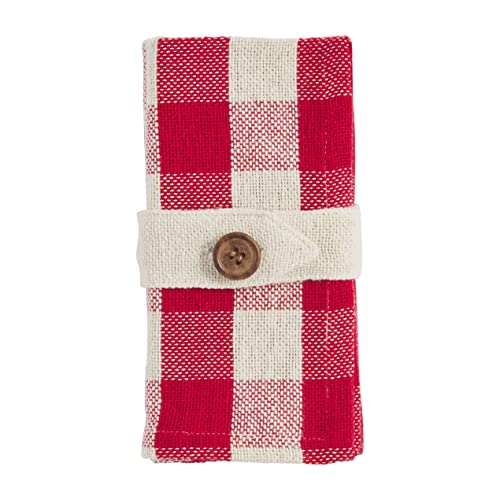 Mud Pie Cotton Buffalo Check Napkin Set of 4,Red